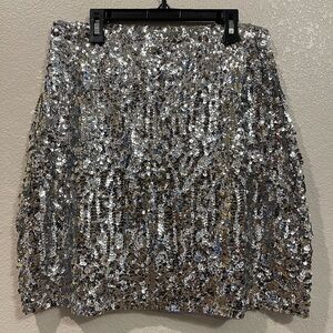 Silver Sequin Mini Skirt - Women's Sparkle Skirt